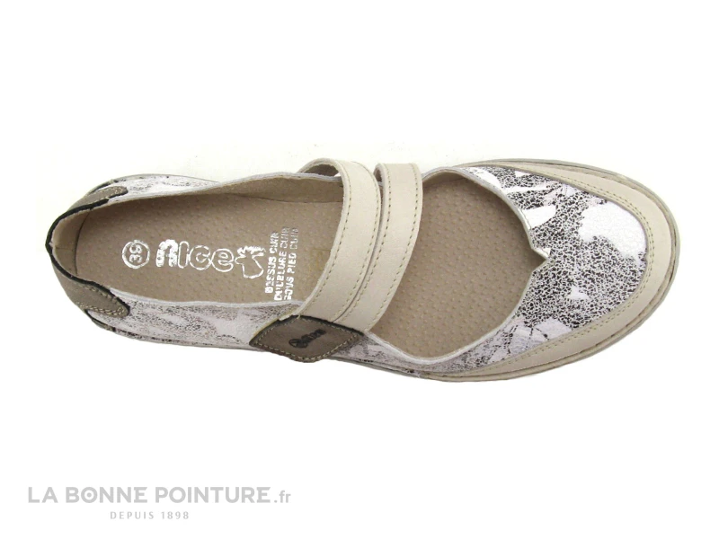 Alce Shoes 9166 - Beige - Imprime Noir Blanc Bone - Ballerine Velcro – Image 6