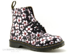 Dr. Martens Dr Martens 1460 PASCAL Black Red - Pansy Fayre Vintage - Boots Fleurs