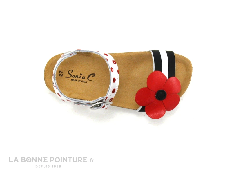 Sonia C BIA - Rayures Pois Fleur - Rouge Noir Blanc - Sandale Fille – Image 3