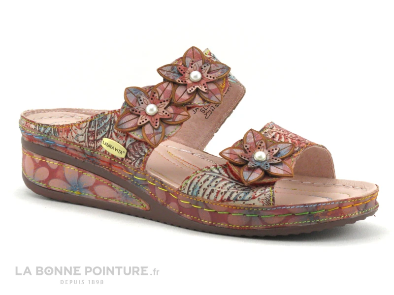 Laura Vita JACDISO 06 Rouge - Brides Avec Fleurs - Mule Femme