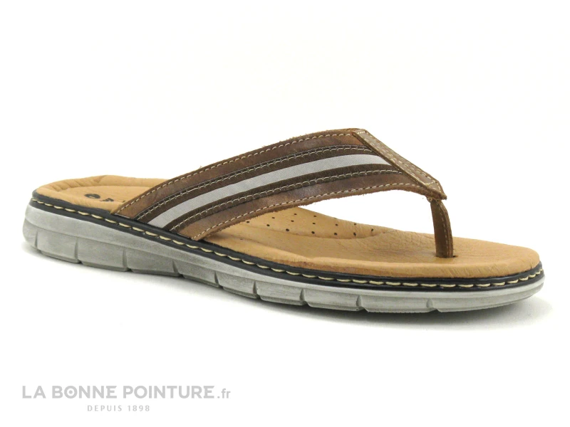 Orland 2042 Camel - Tong Homme Cuir Marron