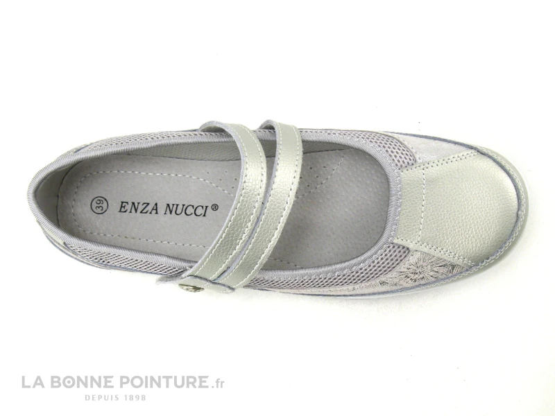 Enza Nucci FC4316 Argent - Ballerine Grise Avec Bride Velcro – Image 3
