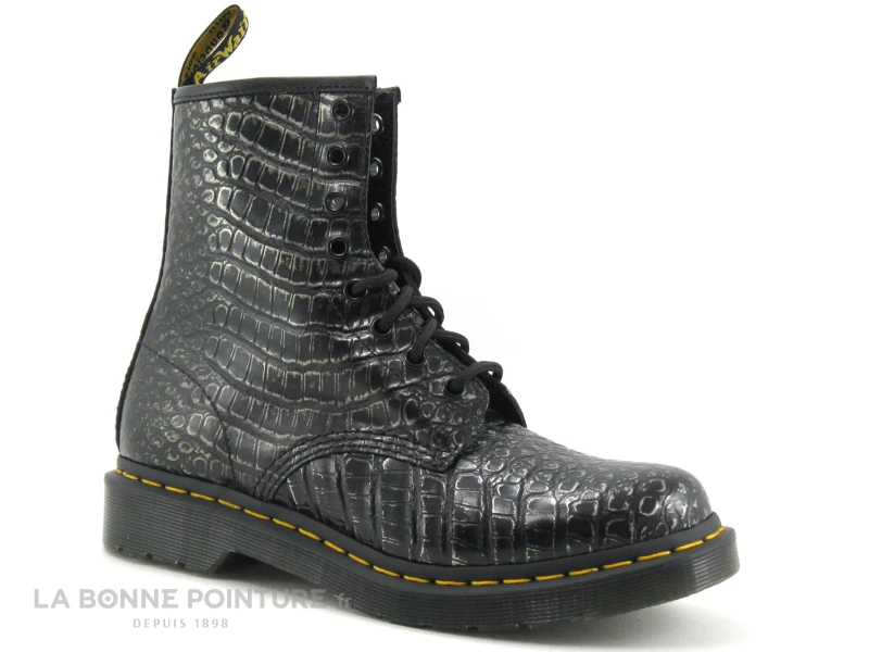 Dr. Martens Dr Martens 1460 Gun Metal - 27249029 - Wild Croc Emboss - Bottine Lacet