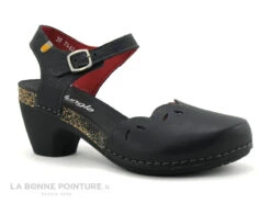 Jungla 7462 Noir - Sandale Bout Ferme Et Bride Arriere Cuir Noir