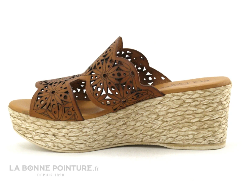 Eva Frutos 1657 Marron - Brides Ajourees - Mule Talon Compensee – Image 2