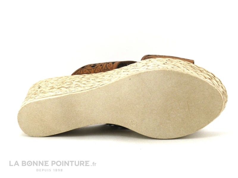 Eva Frutos 1657 Marron - Brides Ajourees - Mule Talon Compensee – Image 6