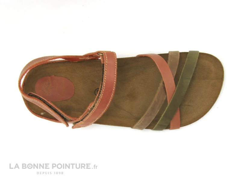 Inter Bios 7133 Brique Kaki Beige - Sandale Femme Semelle Liege – Image 6