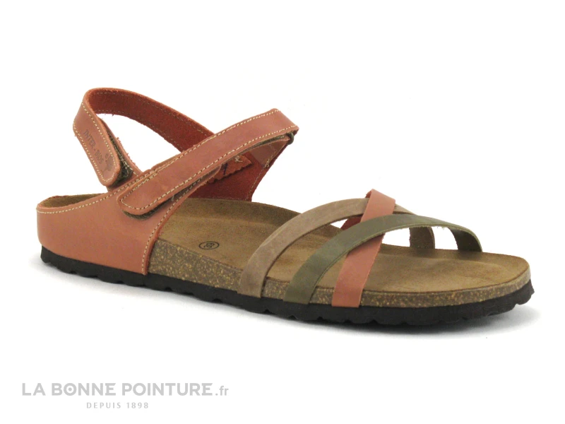 Inter Bios 7133 Brique Kaki Beige - Sandale Femme Semelle Liege – Image 5