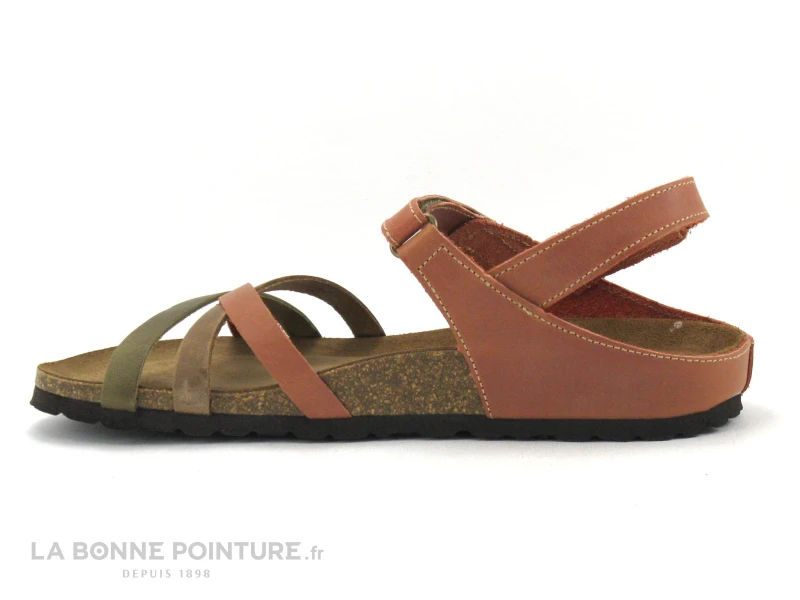 Inter Bios 7133 Brique Kaki Beige - Sandale Femme Semelle Liege – Image 3