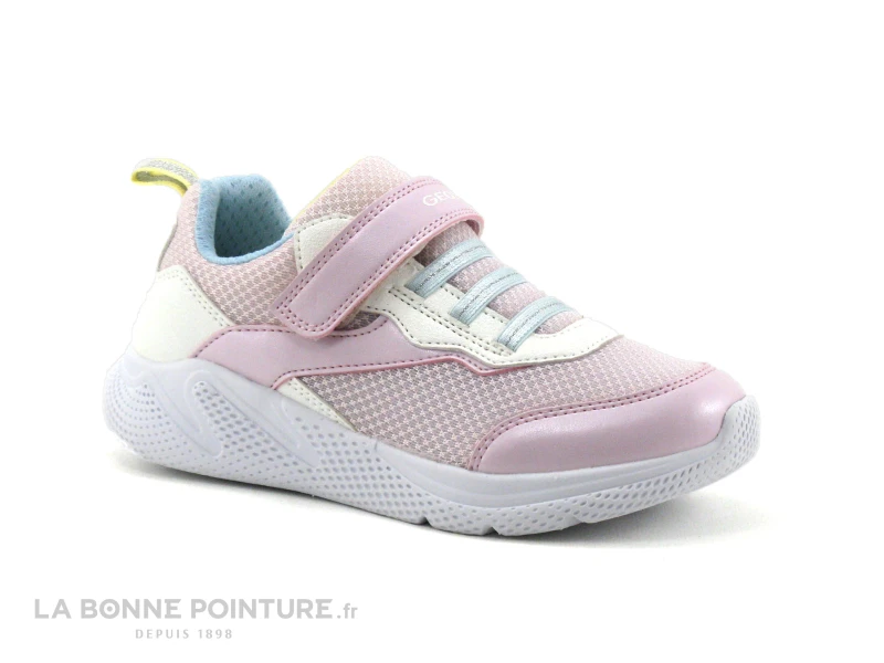 Geox SPRINTYE J25FWA Pink White - Basket Fille Rose Et Blanche