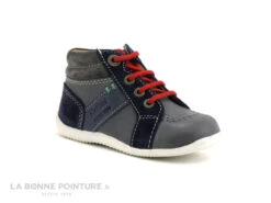 Kickers BAKARI Gris Marine Rouge - Chaussure Montante BEBE