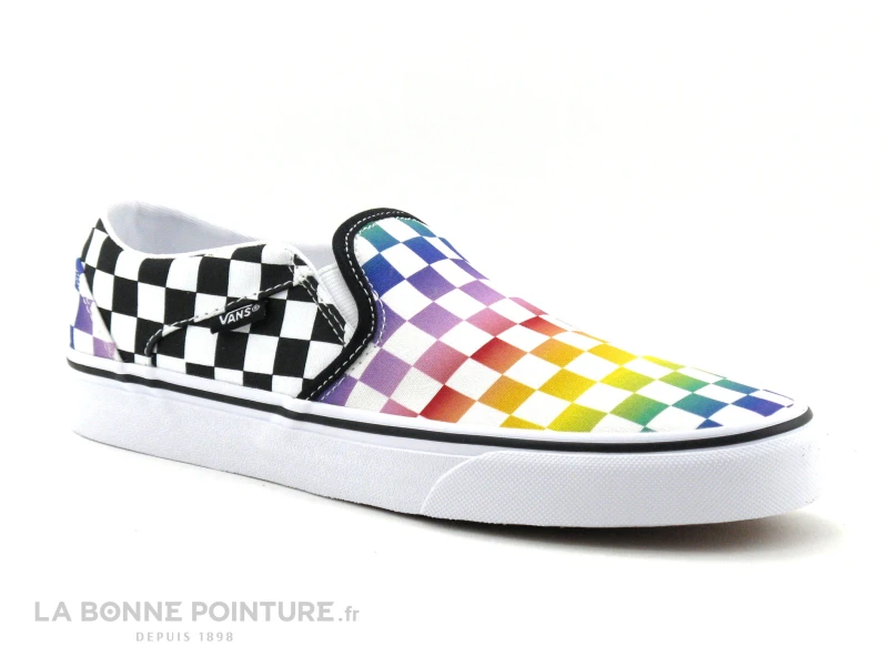 Vans ASHER Rainbow Check - Basket Damier Noir Multi