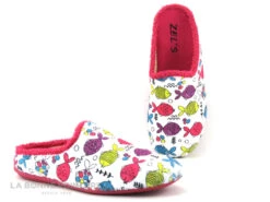 Zels 4583 Fucsia - Poissons Multicolores - Pantoufles Mule Femme
