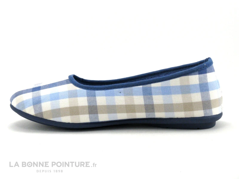 RYB 2260171 Bleu Carreaux - Pantoufle Ballerine Souple - Femme – Image 2