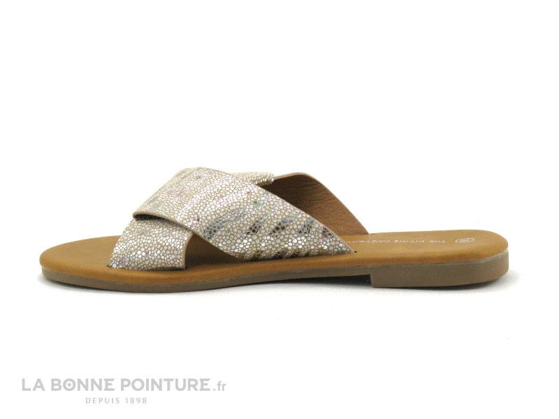 The Divine Factory HW4625 Blanc Argent Beige - Mule Plate Femme – Image 3