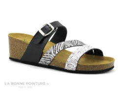 Autenti 6810229 Noir Paillettes Argent - Mule Talon Compense