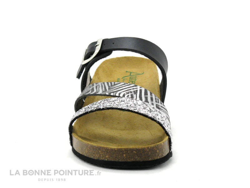 Autenti 6810229 Noir Paillettes Argent - Mule Talon Compense – Image 2